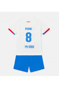 Fotbalové Dres Barcelona Pedri Gonzalez #8 Dětské Venkovní Oblečení 2023-24 Krátký Rukáv (+ trenýrky)